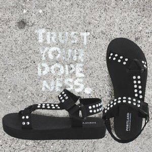 🤘BLING Black Sport Studded Sandals NEW punk shoes